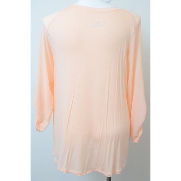 Lane Bryant PLUS Size (18/20) 2X Peach Sequins Roll Tab Sleeves Tunic Blouse - Picture 5 of 7